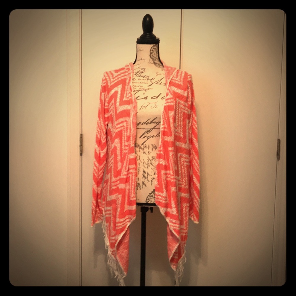 Maurice’s cardigan with hoodie and cute fringe